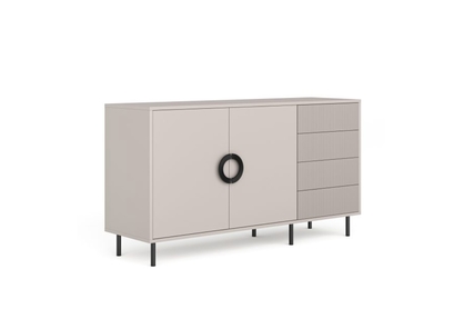 Komoda Nubo 150 cm so zásuvkami - kašmír / čierne nožičky