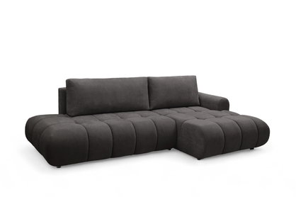 Rohová sedacia súprava Lutario L II s funkciou spania pravá - tmavosivá hydrofóbna pletenina Venice 2021