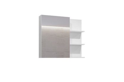 Závěsná koupelnová skříňka Irvine 78 cm se zrcadlem – bílá-černá / bílý lesk