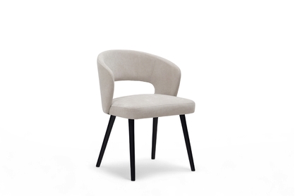 Drevená stolička Luna s čalúneným sedákom - svetlosivý šenil Wind 05 / čierne nohy