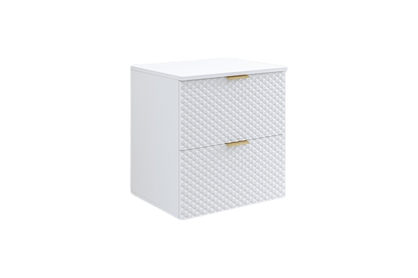 Závěsná umyvadlová skříňka Laura 60 cm se zásuvkami - bílá / bílý pyramidický mat