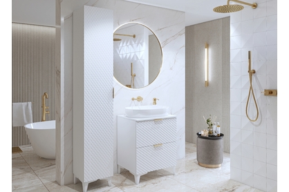 Kúpeľňový nábytok Laura III - biela / biely mat pyramídy