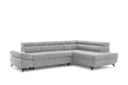 Rohová sedačka Valoris L s rozkladom pravá - sivý ľahko čistiteľný zamat Cloud 81