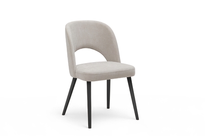 Dřevěná židle Luvaro s čalouněným sedákem – světle šedý šenil Wind 05 / černé nožky