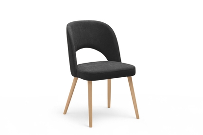 Dřevěná židle Luvaro s čalouněným sedákem – černý šenil Wind 99 / nožky buk