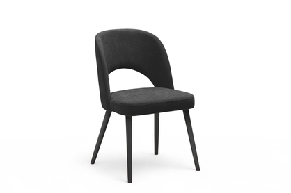 Dřevěná židle Luvaro s čalouněným sedákem – černý šenil Wind 99 / černé nožky