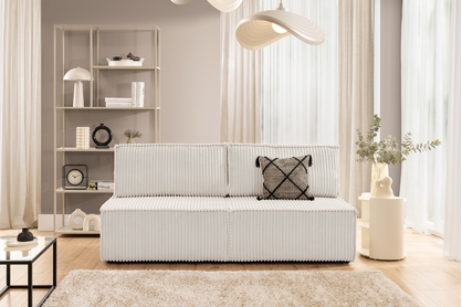 Pohovka Solvero s rozkladem na spaní - světle béžový plyš Tilia 01