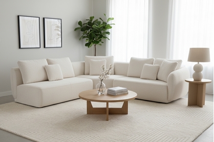 Rohová sedacia súprava Finezal 2S+C+2P do obývačky - béžová tkanina Bellini 20