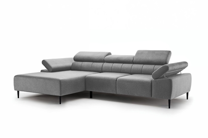Rohová sedačka Taloria Mini s elektricky výsuvným sedadlom ľavostranná - sivý zamat Zetta 304 / čierne nohy
