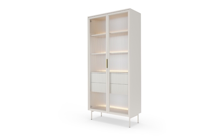 Vysoká vitrína Auri 91 cm s osvětlením - kašmír