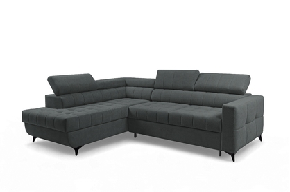 Rohová pohovka Nardo L s rozkladem levostranná - tmavě šedý plyš Pretty 18