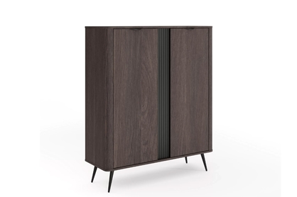 Vysoká komoda Edrin 113 cm - dub dunin / čierna