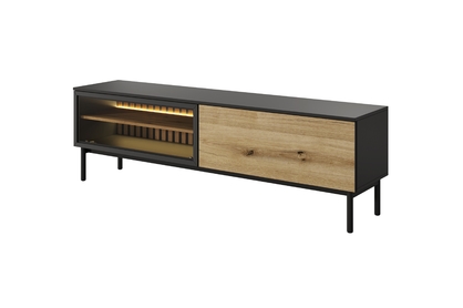 TV skrinka Noro 180 cm s LED osvetlením - dub evoke / čierna