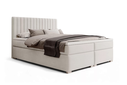 Boxspring posteľ Solani 180x200 s úložným priestorom - svetlobéžový zamat Castel 03