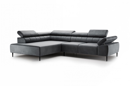 Rohová sedacia súprava s elektricky výsuvným sedákem Taloria L Ľavá strana - Grafitový zamat ľahkočistiaci Zetta 305 / nožičky čierny - Koncovka Série