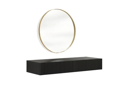 Závesný toaletný stolík Nicole so zlatým zrkadlom 60 cm - čierny mat