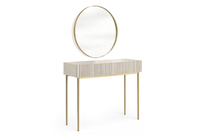 Toaletný stolík Nicole so zlatým zrkadlom 80 cm - kašmír / zlaté nožičky