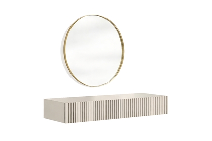 Závesný toaletný stolík Nicole so zlatým zrkadlom 60 cm - kašmír mat