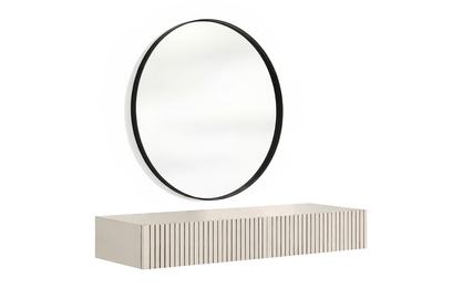 Závesný toaletný stolík Nicole s čiernym zrkadlom 80 cm - kašmír mat