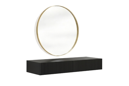 Závesný toaletný stolík Nicole so zlatým zrkadlom 80 cm - čierny mat