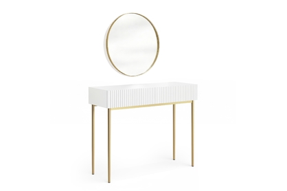 Toaletný stolík Nicole so zrkadlom 60 cm - biely mat / zlaté nohy