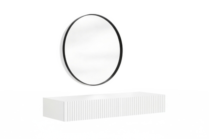 Závesný toaletný stolík Nicole s čiernym zrkadlom 60 cm - biely mat