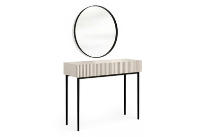 Toaletný stolík Nicole s čiernym zrkadlom 80 cm - kašmír / čierne nohy
