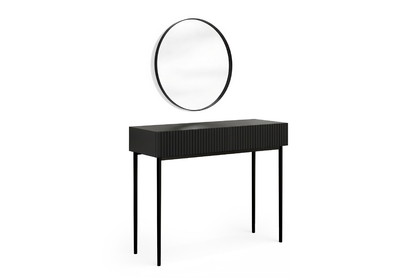 Toaletný stolík Nicole s čiernym zrkadlom 60 cm - čierny mat / čierne nohy