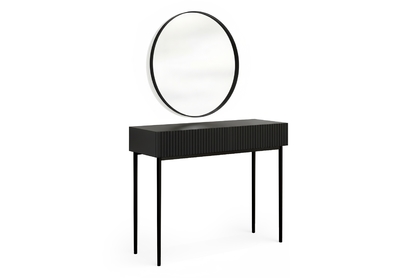Toaletní stolek Nicole s černým zrcadlem 80 cm - černý mat / černé nohy