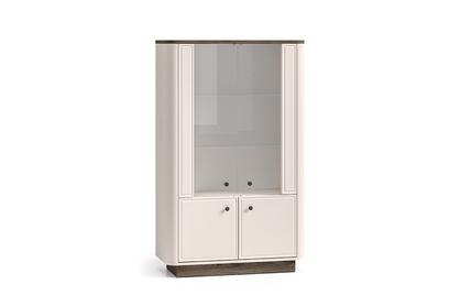 Vysoká vitrína Amberto 92 cm - kašmír / dub windmill tmavý