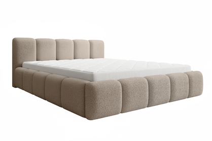 Čalúnená manželská posteľ Tesia 160x200 s úložným priestorom - tmavobéžové buklé Quelle 05