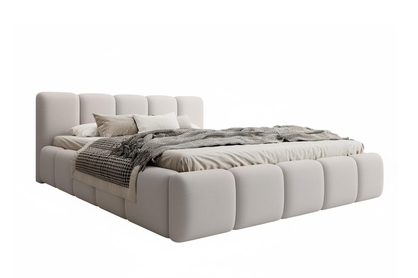 Čalúnená manželská posteľ Tesia 160x200 s úložným priestorom - svetlobéžový zamat Castel 03