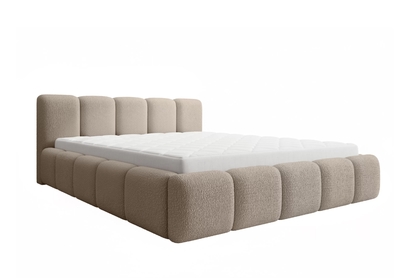 Čalúnená manželská posteľ Tesia 180x200 s úložným priestorom - tmavobéžové buklé Quelle 05