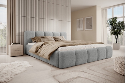 Čalouněná postel Tesia 180x200 s úložným prostorem - šedá bouclé Quelle 83