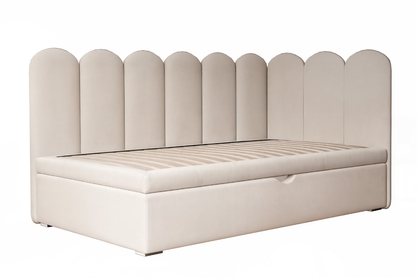 Postel dzieciece čalouněné Calmo 90x200 pravá - béžová welwet Magic Velvet 2250