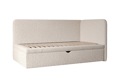 Čalouněná dětská postel Dreamsy 90x200 pravostranná - béžová bouclé Lambi 5