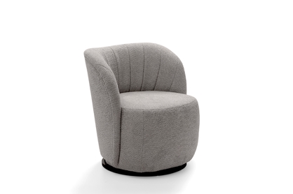Sivý relaxačný otočný fotel Soya - boucle Catch Me 24