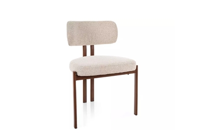 Čalúnená stolička Seluvo - svetlo béžová / orech