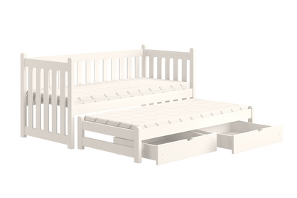 Posteľ prízemná Swen 90x200 výsuvna so zásuvkami - Biely