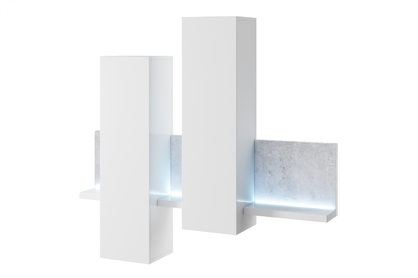 Bota 04 függesztett vitrin polccal - fehér / beton colorado