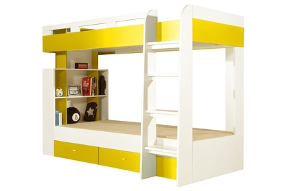 Mobi MO19 emeletes ágy 90x200 cm - Fehér / sárga