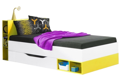 Mládežnická postel 90x200 Mobi MO18 - Bílý / žlutý