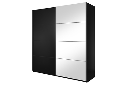 Skříň s posuvnými dveřmi Beta 57 se zrcadlem 200 cm - černá