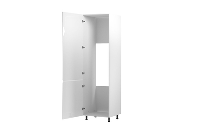 Vysoká kuchyňská skříňka Aspen D60ZL pro vestavbu lednice – bílý lesk