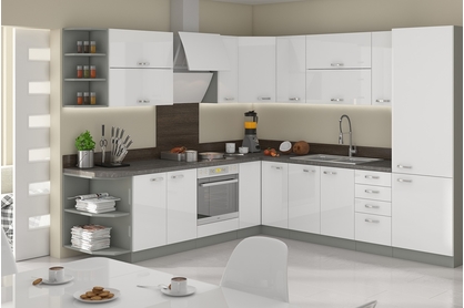 Kuchyňa Bianka biely lesk - Komplet L 260x270 - Komplet kuchynského nábytku 