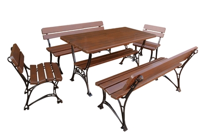 Komplet nábytku ogrodowych Krolewski Stôl + 2 Stoličky + 2 lawki - cyprys