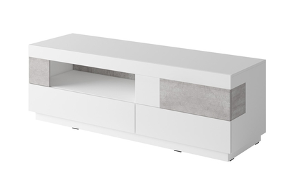 TV skříňka z szafka uchylna i dwiema zásuvkami Silke 41 - Bílý lesk / colorado beton