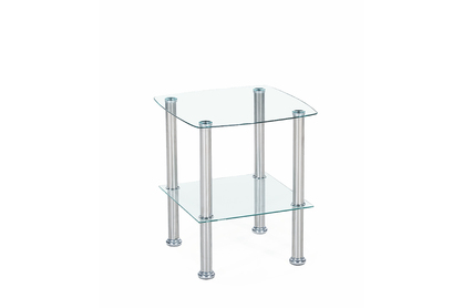 Konferenčný stolík Canria 45x45 cm - priehľadné sklo / strieborná