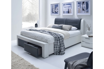 Čalúnená posteľ so zásuvkami Cassandra S 140X200 - biela / čierny
