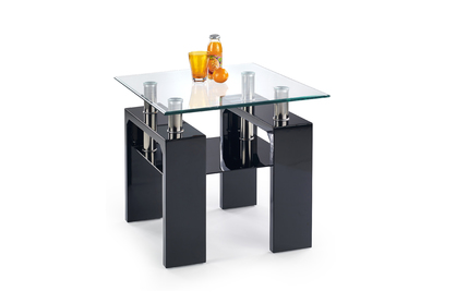 DIANA H négyzet alakú dohányzóasztal - lakkozott fekete 